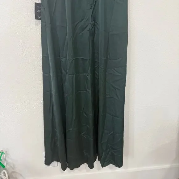 NWT Lulus Ultimate Sweetness Emerald Green Satin Flutter Sleeve Maxi Dress Med - Picture 9 of 12